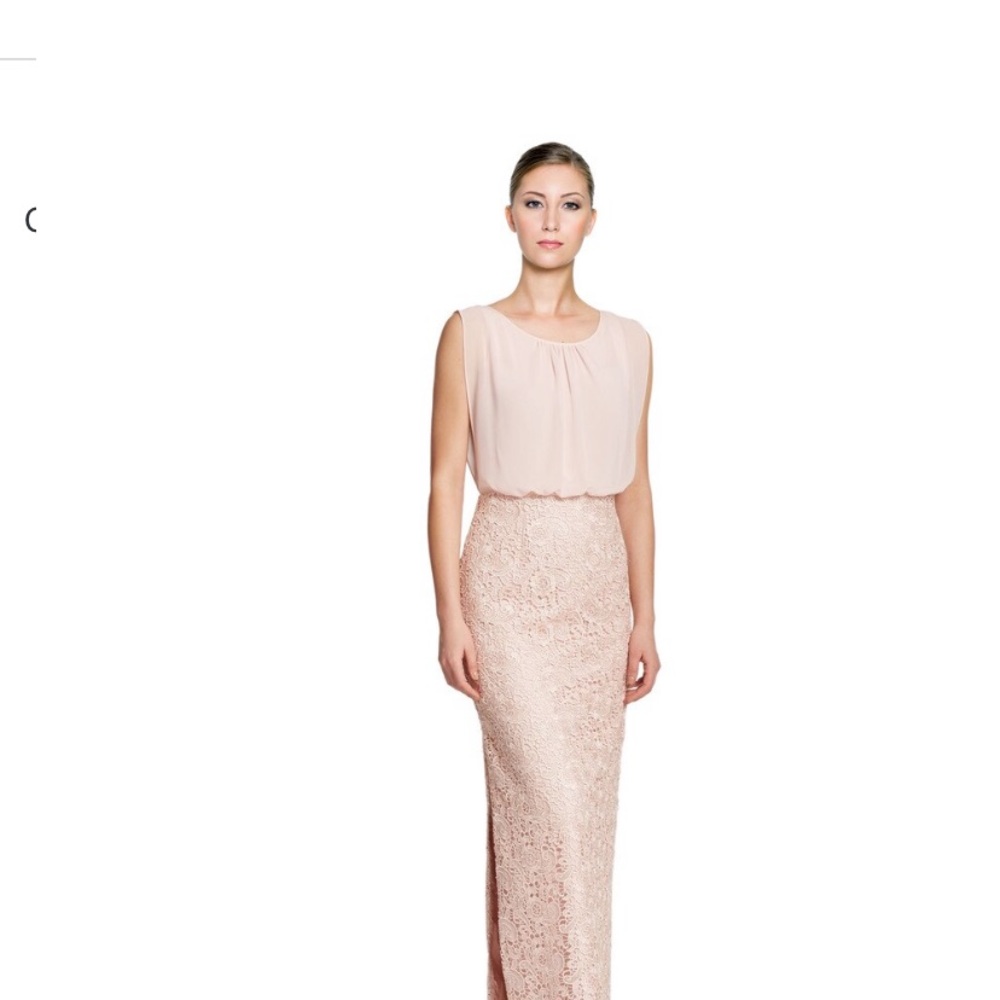 Aidan Mattox Lace blouson sleeveless Overlay chiffon long gown - Picture 11 of 14